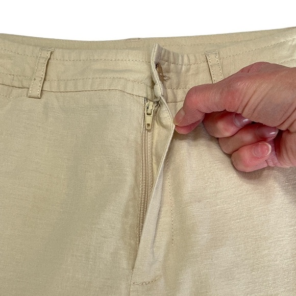 Evelyn Linen-Blend Cream Colored Trousers Size 6 - Picture 4 of 10